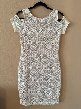 Mystic Crochet Lace Cold-Shoulder Mini Dress